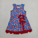 GSD3925   toddler clothes bows print girl 4th of July yoga summer dress