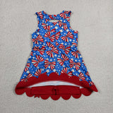 GSD3925   toddler clothes bows print girl 4th of July yoga summer dress