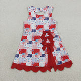 GSD3945  toddler clothes flag print girl 4th of July yoga summer dress