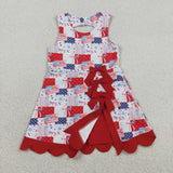 GSD3945  toddler clothes flag print girl 4th of July yoga summer dress