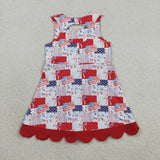 GSD3945  toddler clothes flag print girl 4th of July yoga summer dress