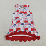 GSD3945  toddler clothes flag print girl 4th of July yoga summer dress