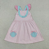 GSD3958  toddler clothes embroidery shell print girl  summer dress
