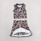 GSD3969   toddler clothes camo print girl summer yoga set
