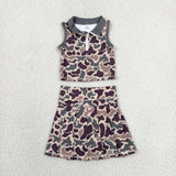 GSD3969   toddler clothes camo print girl summer yoga set