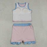 GSD4010   toddler clothes pink print girl summer yoga set