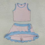 GSD4010   toddler clothes pink print girl summer yoga set