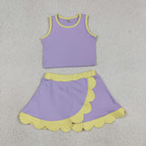 GSD4011  toddler clothes purple print girl summer yoga set