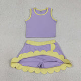 GSD4011  toddler clothes purple print girl summer yoga set