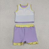GSD4011  toddler clothes purple print girl summer yoga set