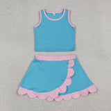 GSD4013   toddler clothes blue print girl summer yoga set