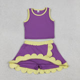 GSD4015  toddler clothes purple print girl summer yoga set