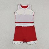 GSD4016   toddler clothes red print girl summer yoga set