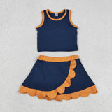 GSD4017  toddler clothes navy blue print girl summer yoga set