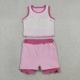 GSD4019   toddler clothes pink print girl summer yoga set
