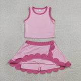 GSD4019   toddler clothes pink print girl summer yoga set