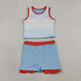 GSD4020 toddler clothes blue print girl summer yoga set