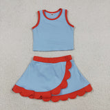 GSD4020 toddler clothes blue print girl summer yoga set