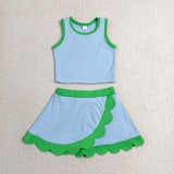 GSD4021 toddler clothes blue print girl summer yoga set