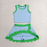 GSD4021 toddler clothes blue print girl summer yoga set