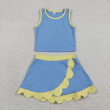GSD4022  toddler clothes blue print girl summer yoga set