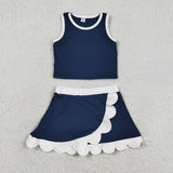 GSD4024  toddler clothes blue print girl summer yoga set