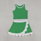 GSD4025   toddler clothes green print girl summer yoga set