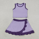 GSD4026   toddler clothes purple print girl summer yoga set