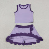 GSD4026   toddler clothes purple print girl summer yoga set