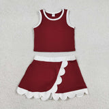 GSD4027 toddler clothes red print girl summer yoga set