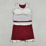 GSD4027 toddler clothes red print girl summer yoga set