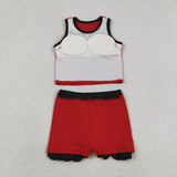 GSD4028  toddler clothes red print girl summer yoga set