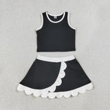 GSD4029   toddler clothes black print girl summer yoga set