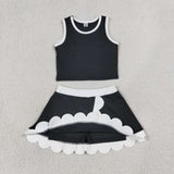 GSD4029   toddler clothes black print girl summer yoga set