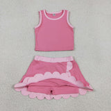 GSD4063   toddler clothes pink print girl summer yoga set