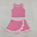 GSD4063   toddler clothes pink print girl summer yoga set