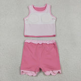 GSD4063   toddler clothes pink print girl summer yoga set
