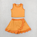 GSD4081   toddler clothes orange print girl summer yoga set