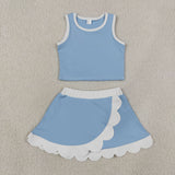 GSD4084  toddler clothes blue print girl summer yoga set