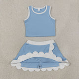 GSD4084  toddler clothes blue print girl summer yoga set