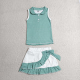 GSD4121  toddler clothes  green print girl summer yoga set