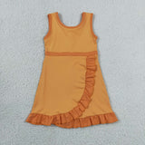 GSD4127  toddler clothes solid color print girl yoga summer dress