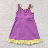 GSD4147   toddler clothes solid color print girl yoga summer dress