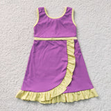 GSD4147   toddler clothes solid color print girl yoga summer dress