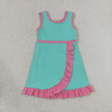 GSD4149   toddler clothes solid color print girl yoga summer dress