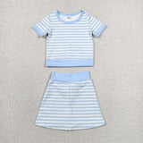 GSD4162  toddler clothes blue stripes print girl summer yoga set