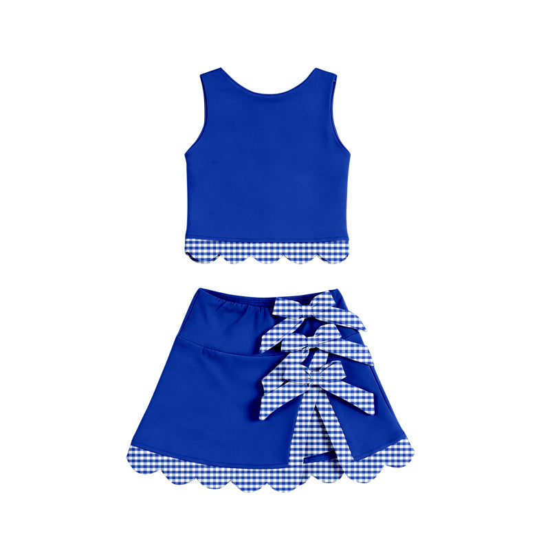 MOQ:3pcs GSD4177 pre-order toddler clothes blue print girl summer yoga set-2026.4.30