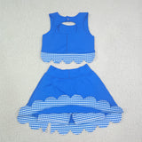 GSD4177  toddler clothes blue print girl summer yoga set