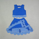 GSD4177  toddler clothes blue print girl summer yoga set