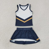 GSD4189 girls navy white sleeveless skirt outfits yoga